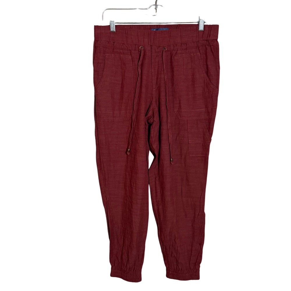 Democracy Maroon Burgundy Cargo Joggers Elastic Waist Pants Mens Size M